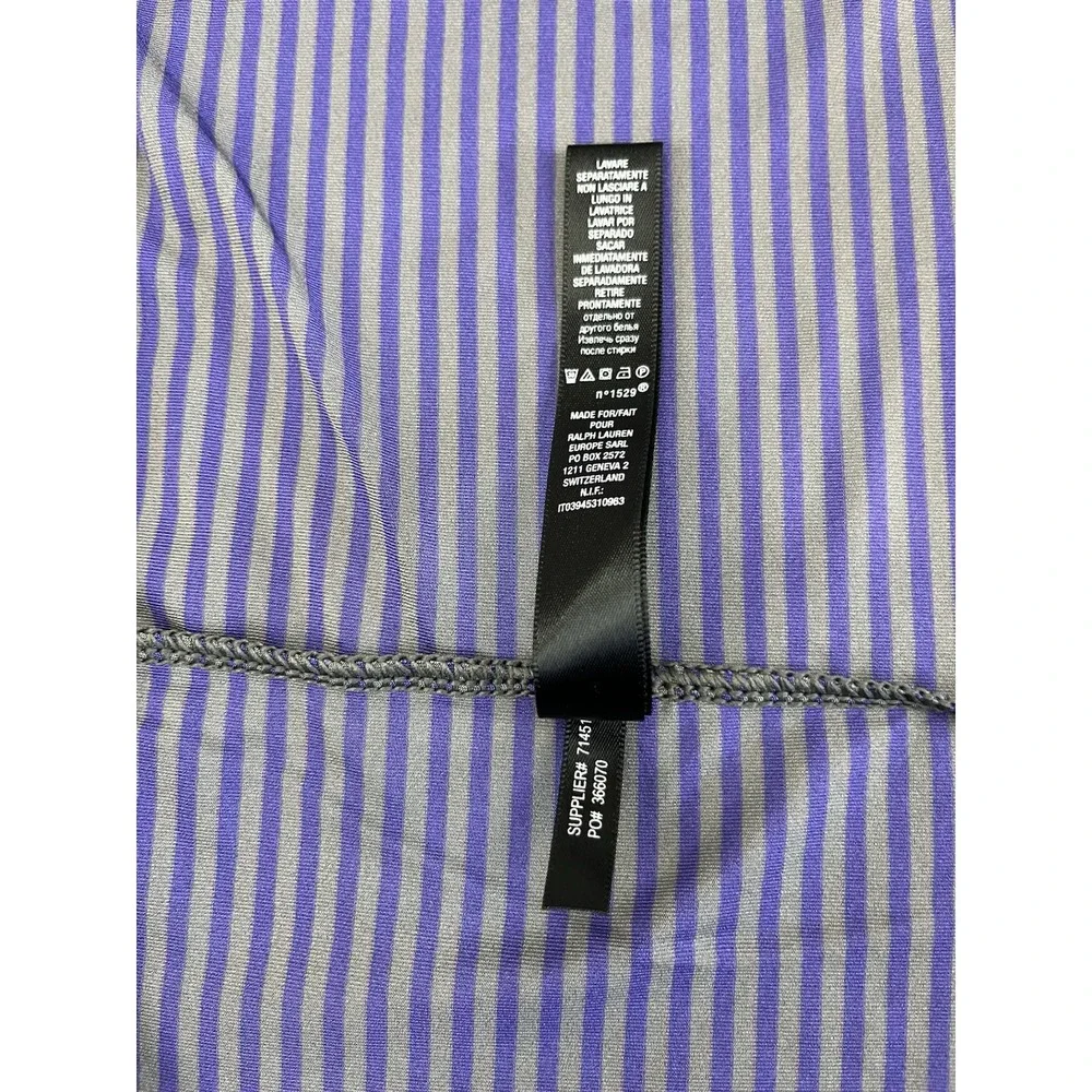 Ralph Lauren RLX Polo Men Medium Purple Striped 1/4 Button Performance Side Slit
